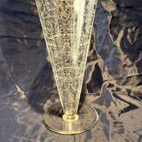 Lido model conical vase in baccarat crystal with art deco patterns