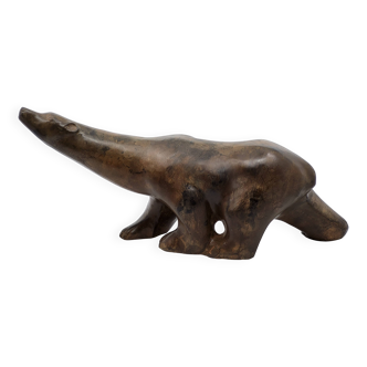 Polar Bear Sculpture by Pierre Chenet in bronze France Circa 2000