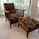 Fauteuil Morris ancien et repose pied