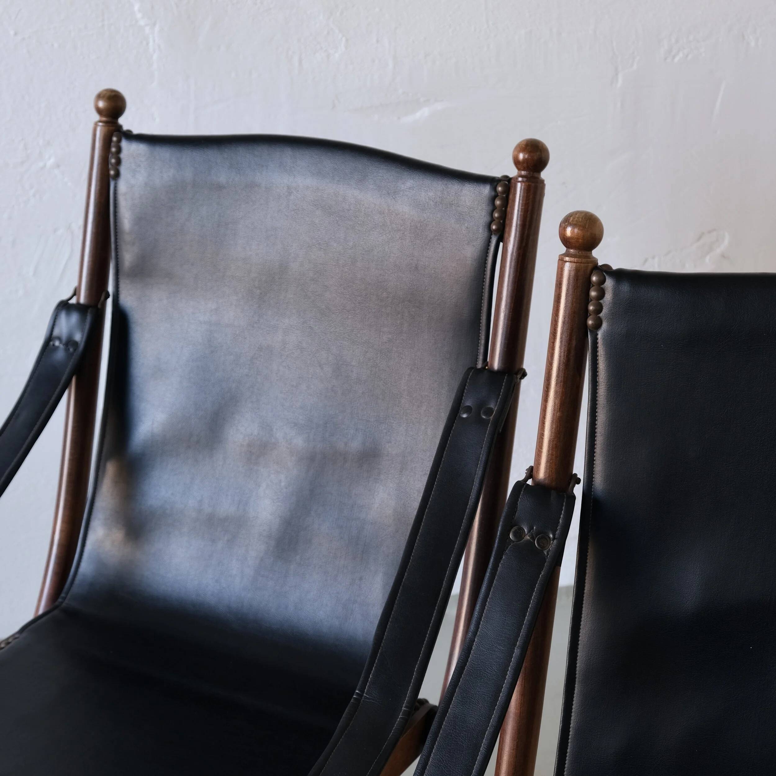 Vintage folding chair and tray table set | Campaign style