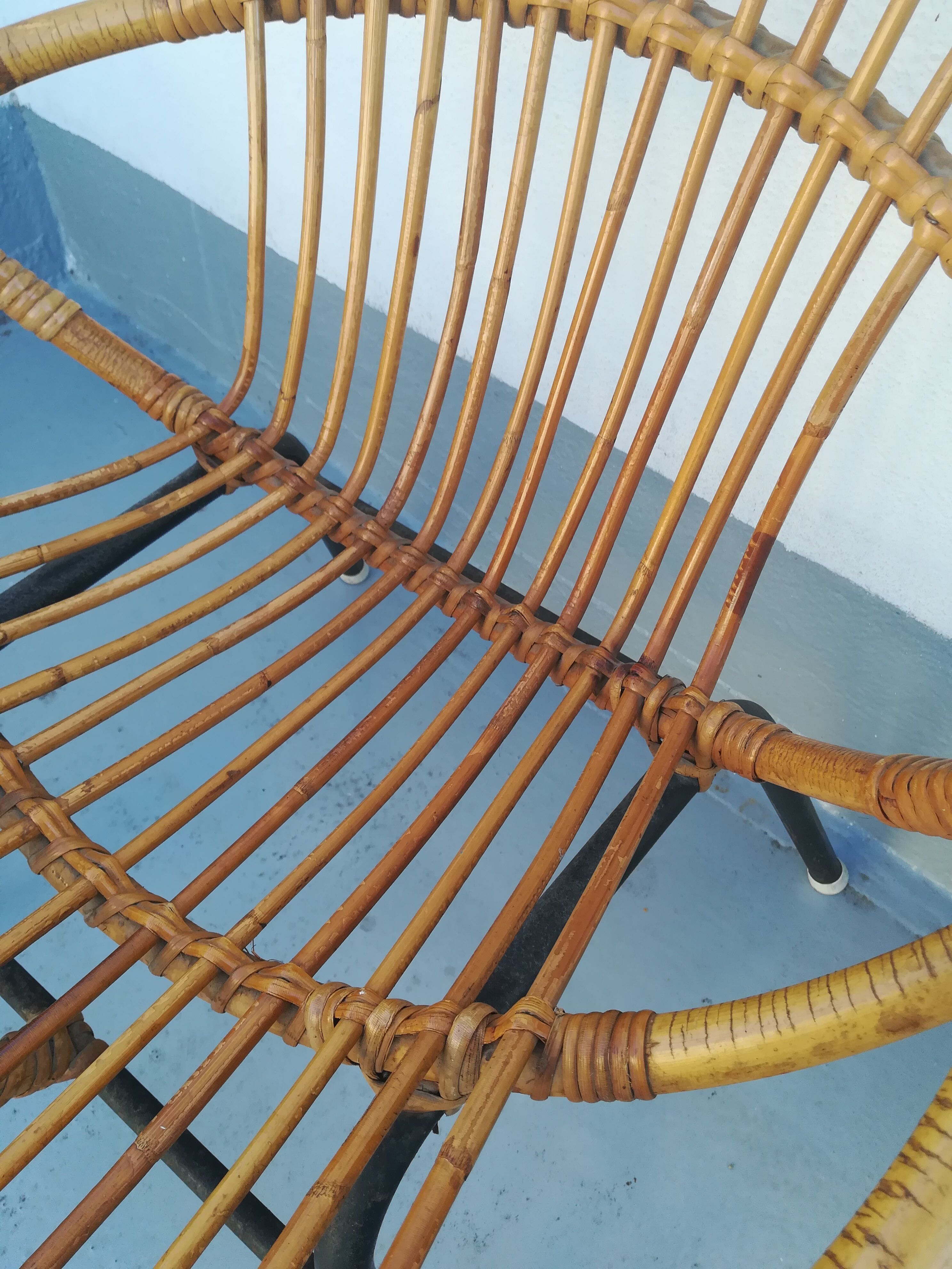 Pair of rattan basket armchairs