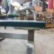 Vintage brushed steel coffee table and thick glass top - italian design