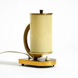 Rare and beautiful 1940s brass table lamp with opal glass shade