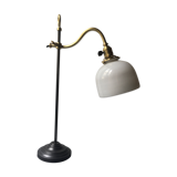 Old with opaline gooseneck desk lamp