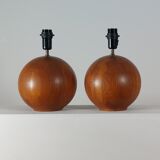 Pair of vintage mid century teak table lamps Kirk Copenhagen