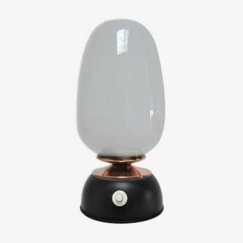 Lampe opaline laiton et cuivre design années 60
