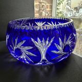 Saladier en cristal taillé bleu cobalt – irena pologne
