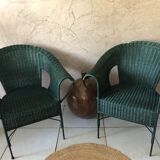 Paire de fauteuils en rotin