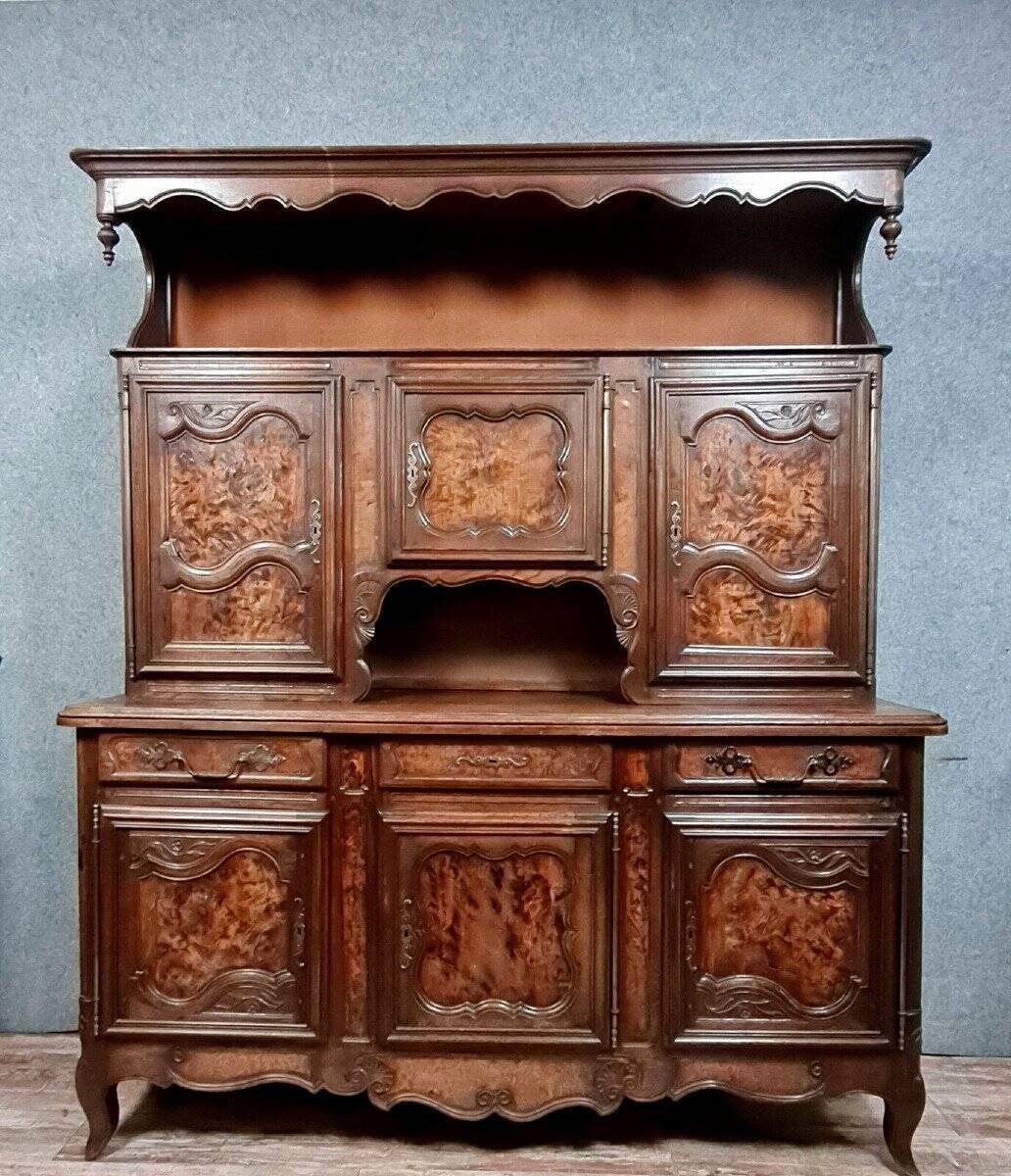 important Bressan two-body sideboard in walnut and burl circa 1880
