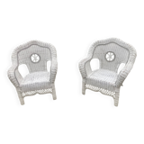 Pair of rattan armchairs