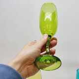 6 flûtes à champagne en verre multicolore rouge orange jaune vert bleu violet