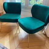 2 fauteuils Wayne velours vert