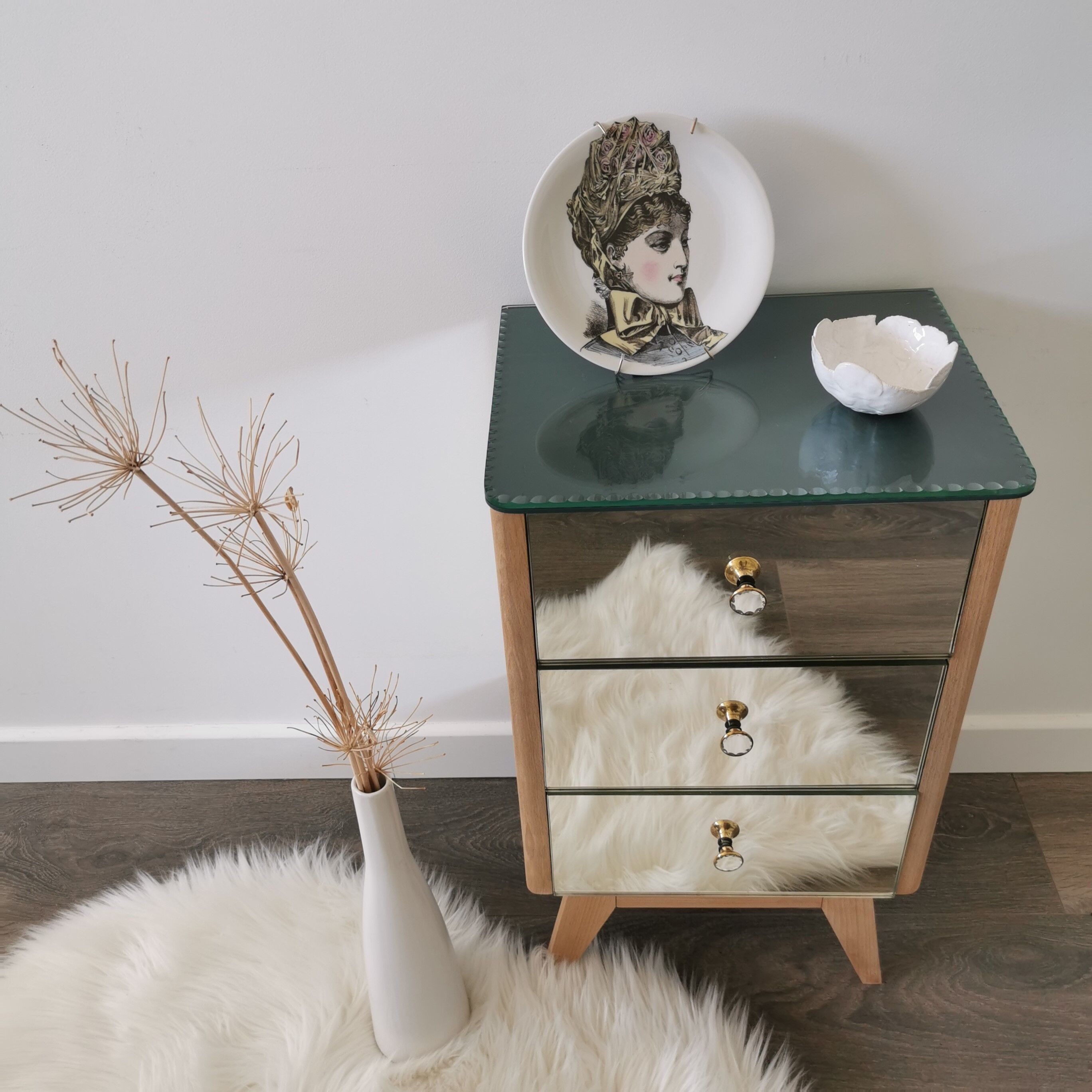 Vintage mirror bedside table