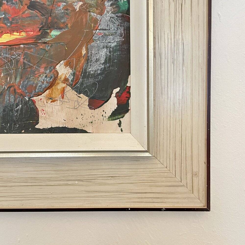 Modern Multicolored Painting, 2022, Acrylic on Wood, Framed