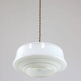 Mid-century italian brass and opaline pendant lamp
