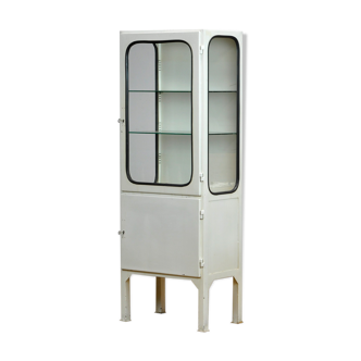 Vintage Iron and Glass Medical Cabinet, 1970s