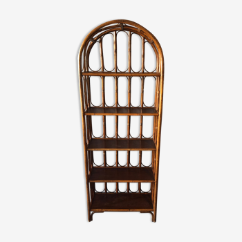 Vintage bookcase in bamboo and rattan