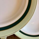 Set of 7 antique deep plates Salins - green Texas -
