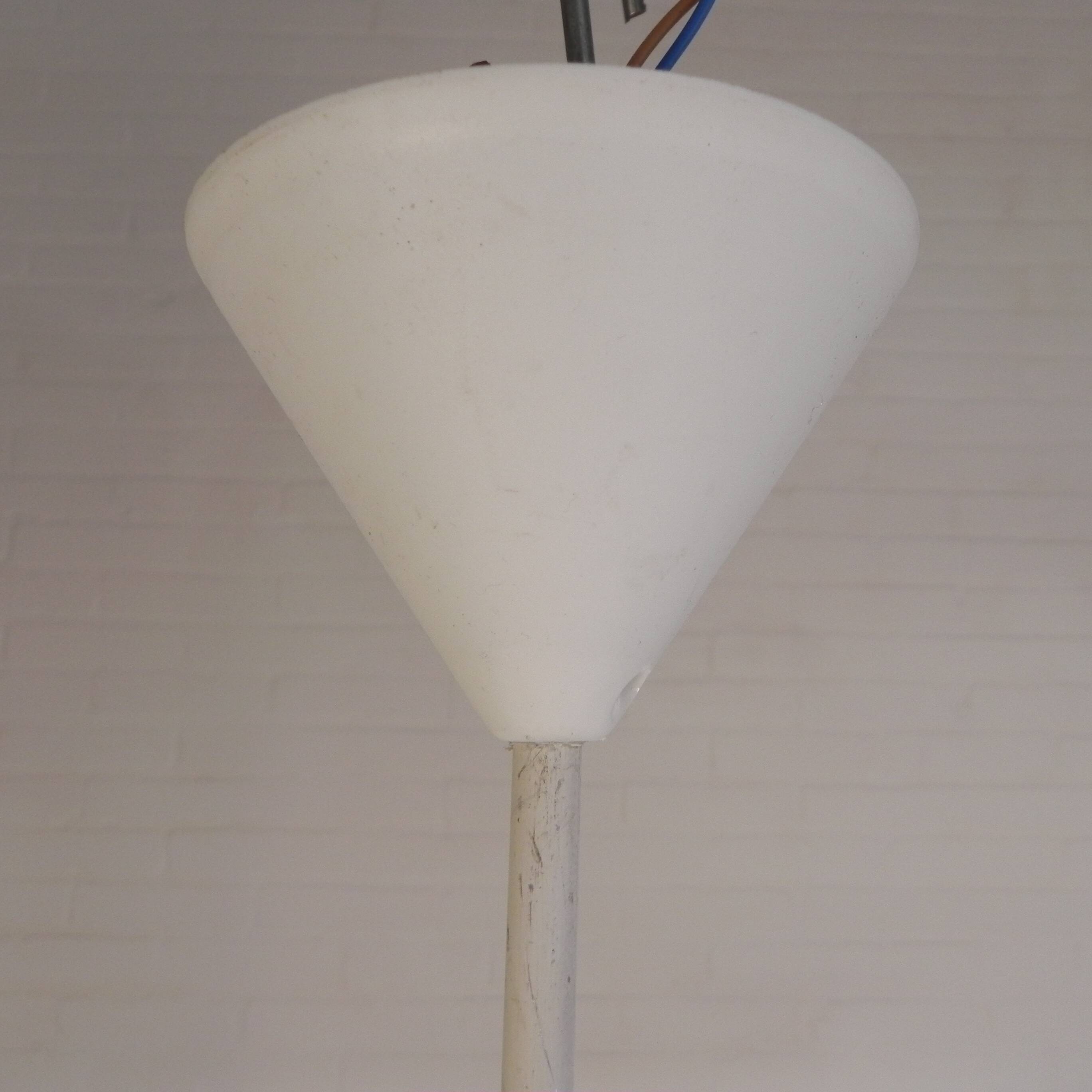 Vintage school lamp with frosted white glass shade, 1950s.