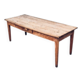 French Country Design Pine Dining Table with Drawer, France, 1930s
