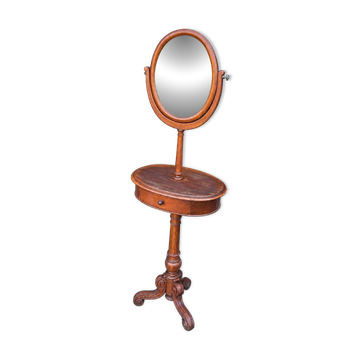 Barber's or shaving mirror on a Victorian stand. 19th century.