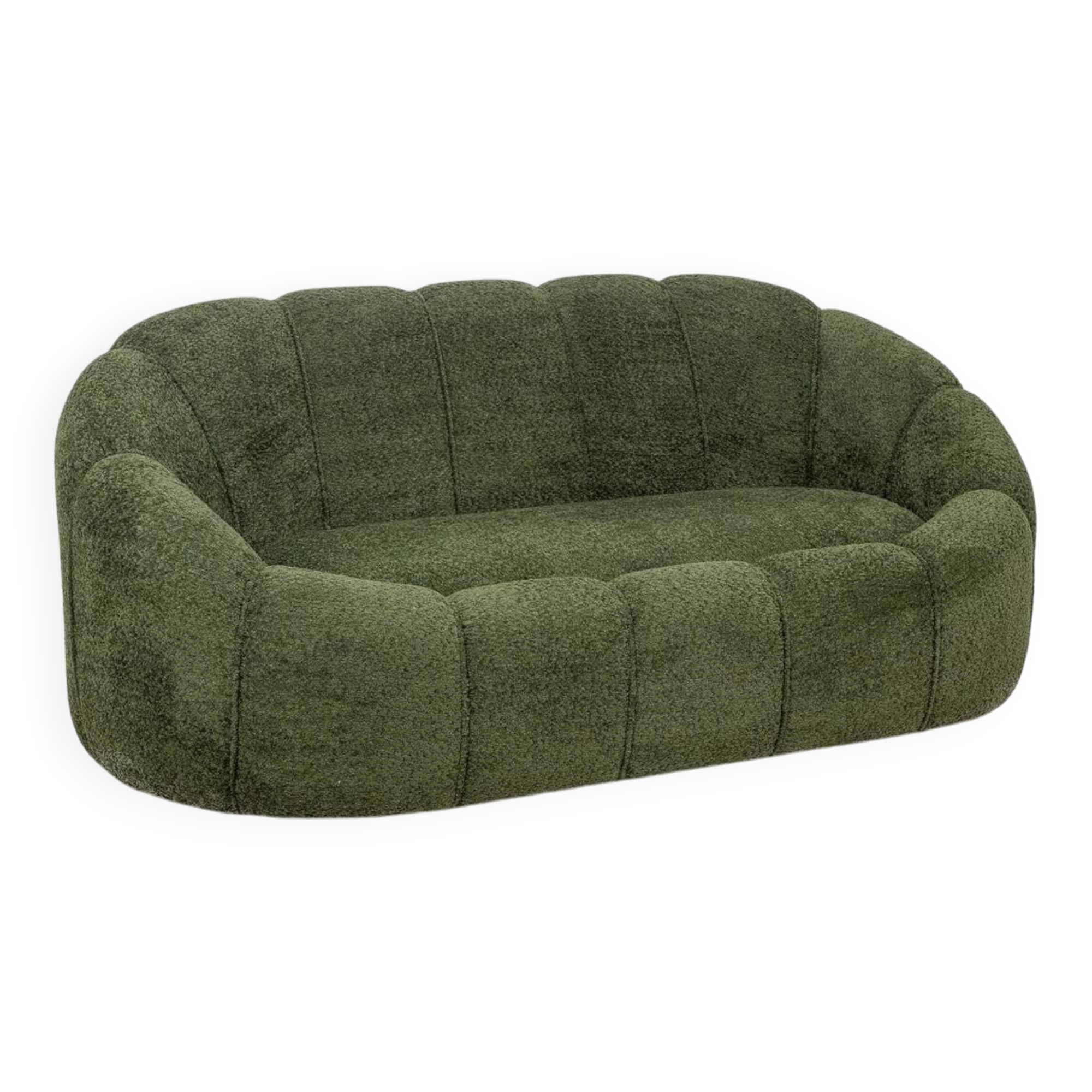 Sofa in bouclette fabric. Contemporary work.