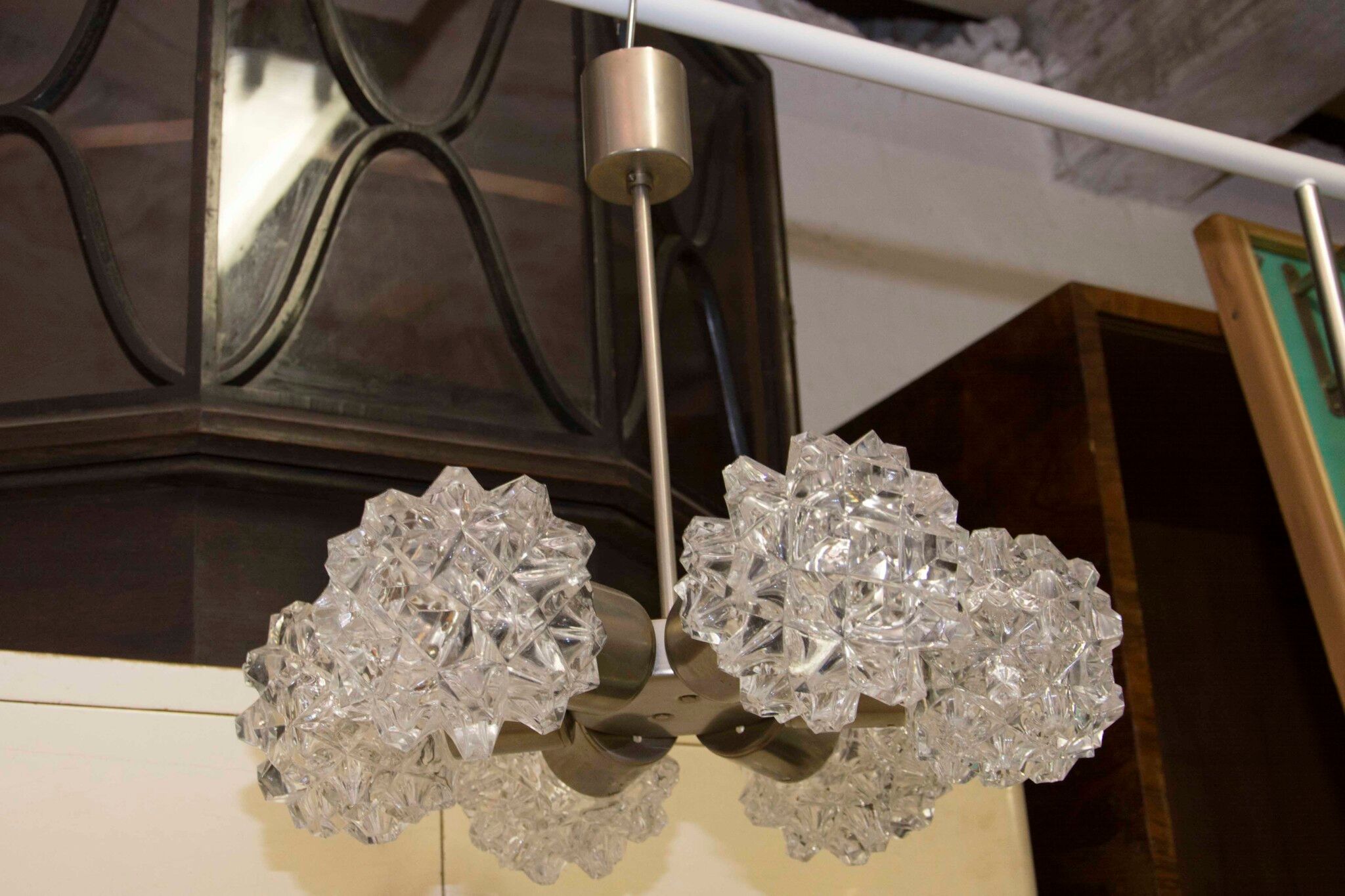 Suspension with six glass Lampshade cut, 60 years