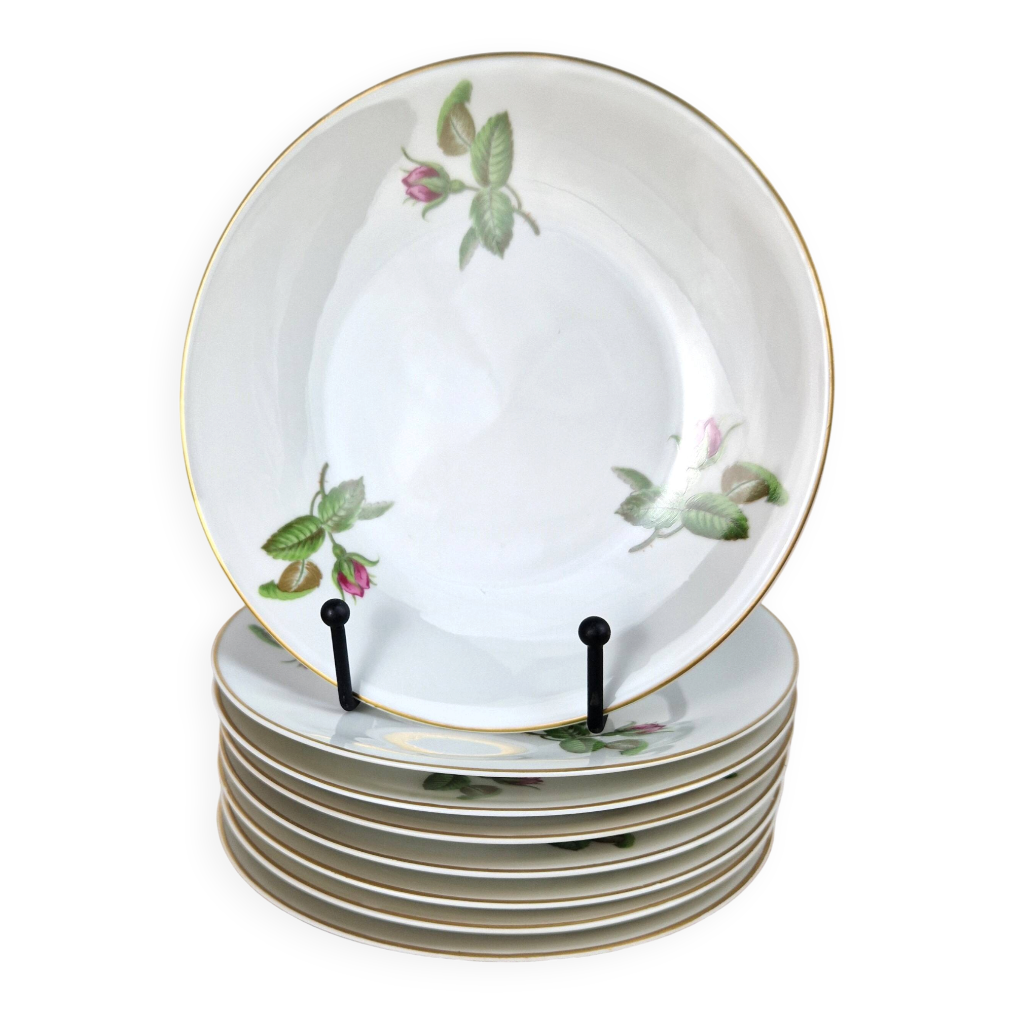 Set of 8 Antique Dessert Plates in Paris Porcelain – Tableware V