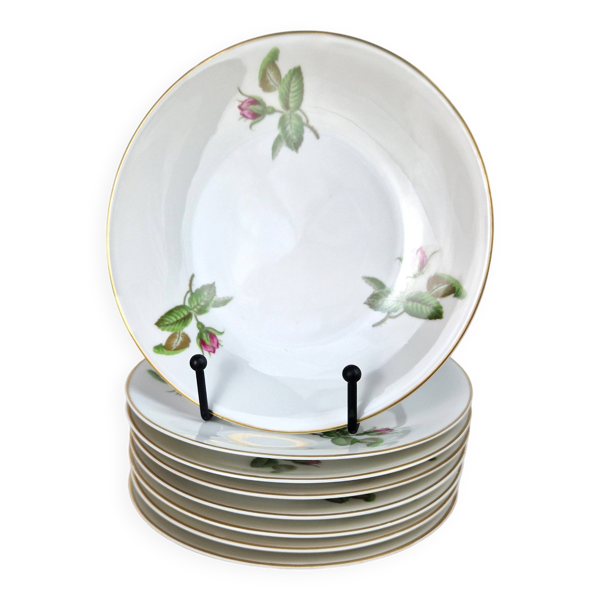 Lot de 8 Assiettes à Dessert Anciennes en Porcelaine de Paris – Vaisselle V