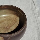 A small stoneware bowl, brown exterior, speckled grey interior D15