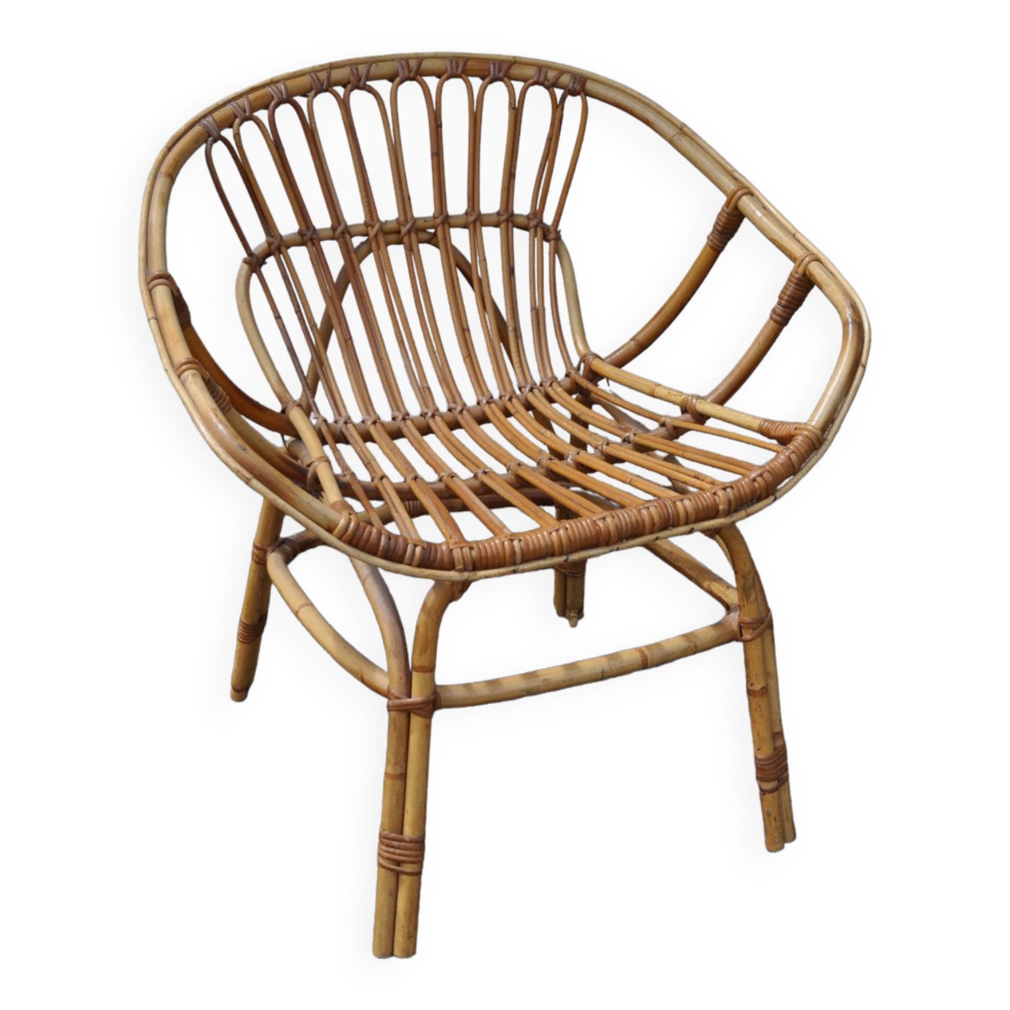 Rattan basket armchair.