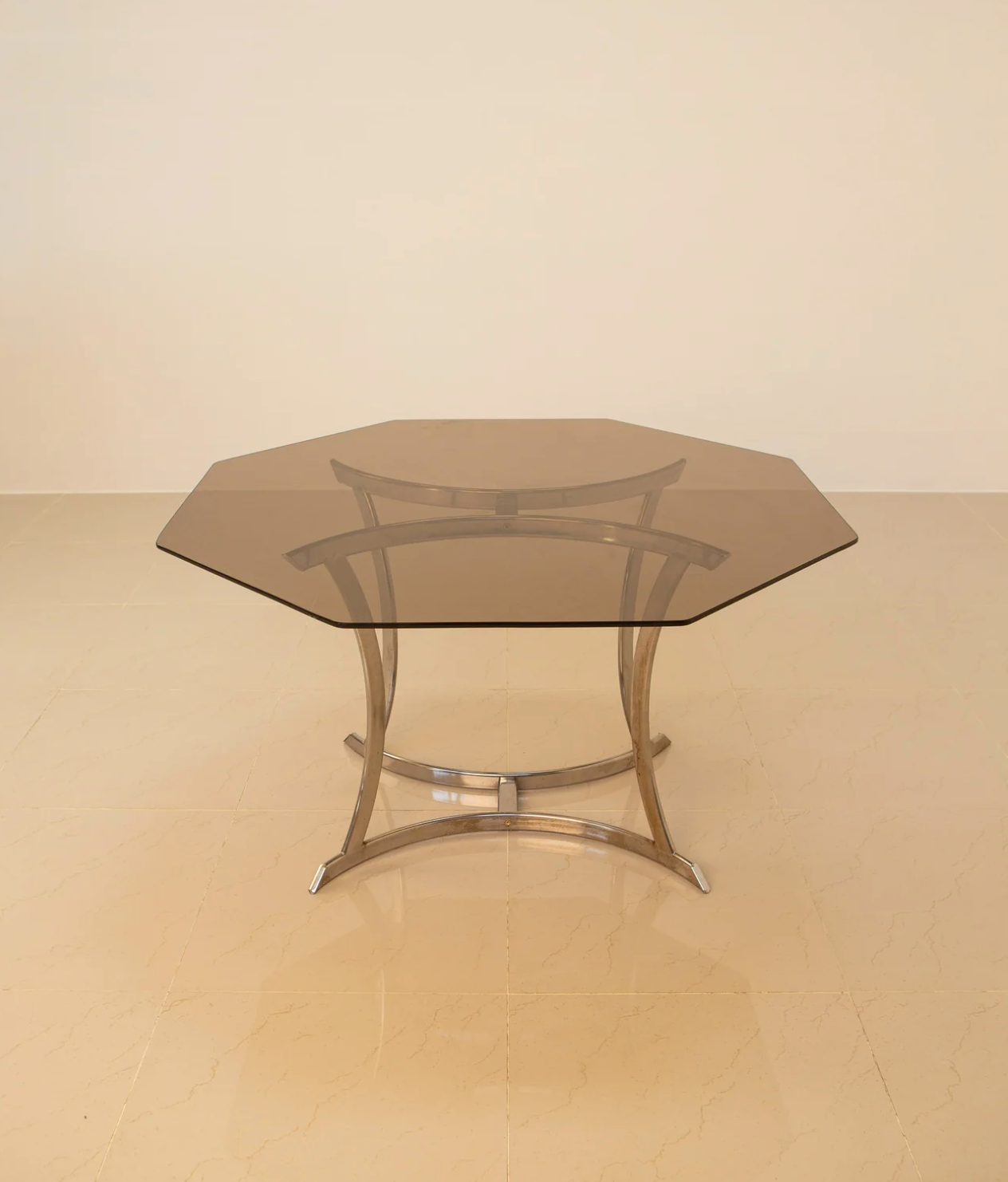 Italian octagonal metal dining table 70's