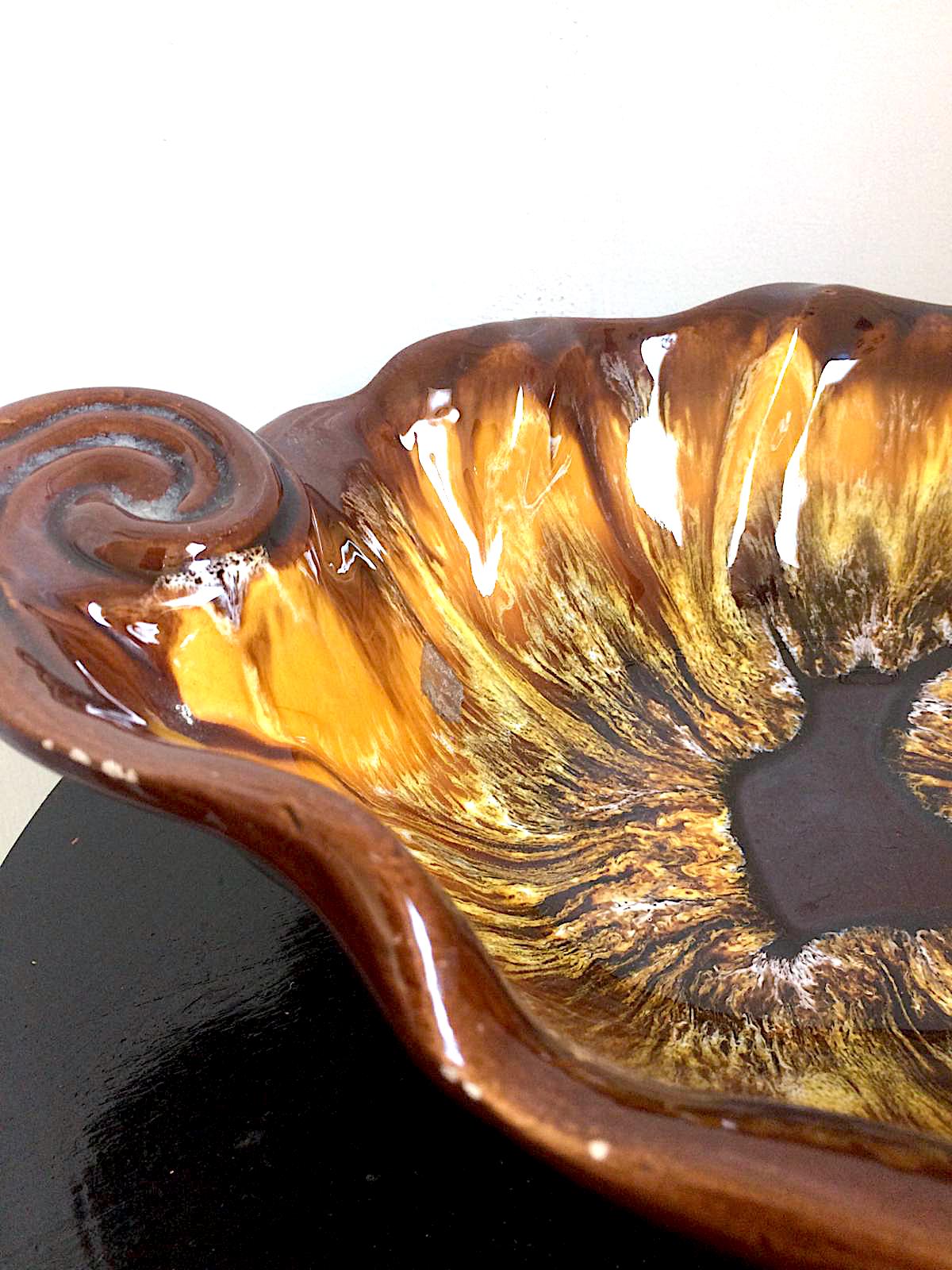 Dish Vallauris in yellow ceramic 1950 signed