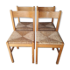 Set de 4 chaises estampillées design bois et paille epoque 1960/70