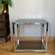 Vintage trolley in chrome metal and smoked glasses 1970s