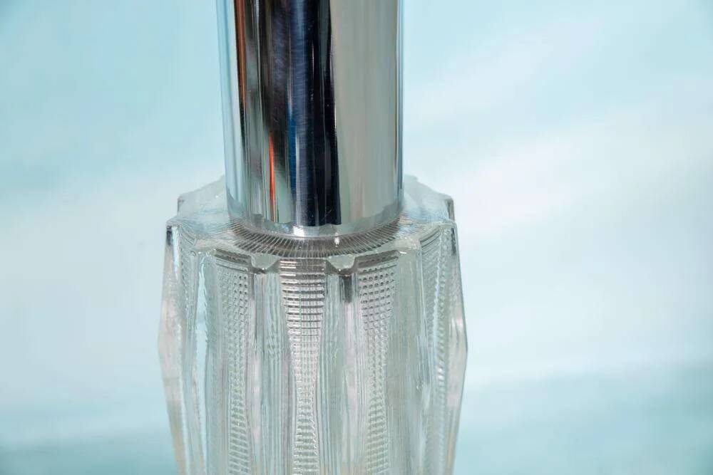 Vintage chrome and glass suspension, space age cascade lamp.
