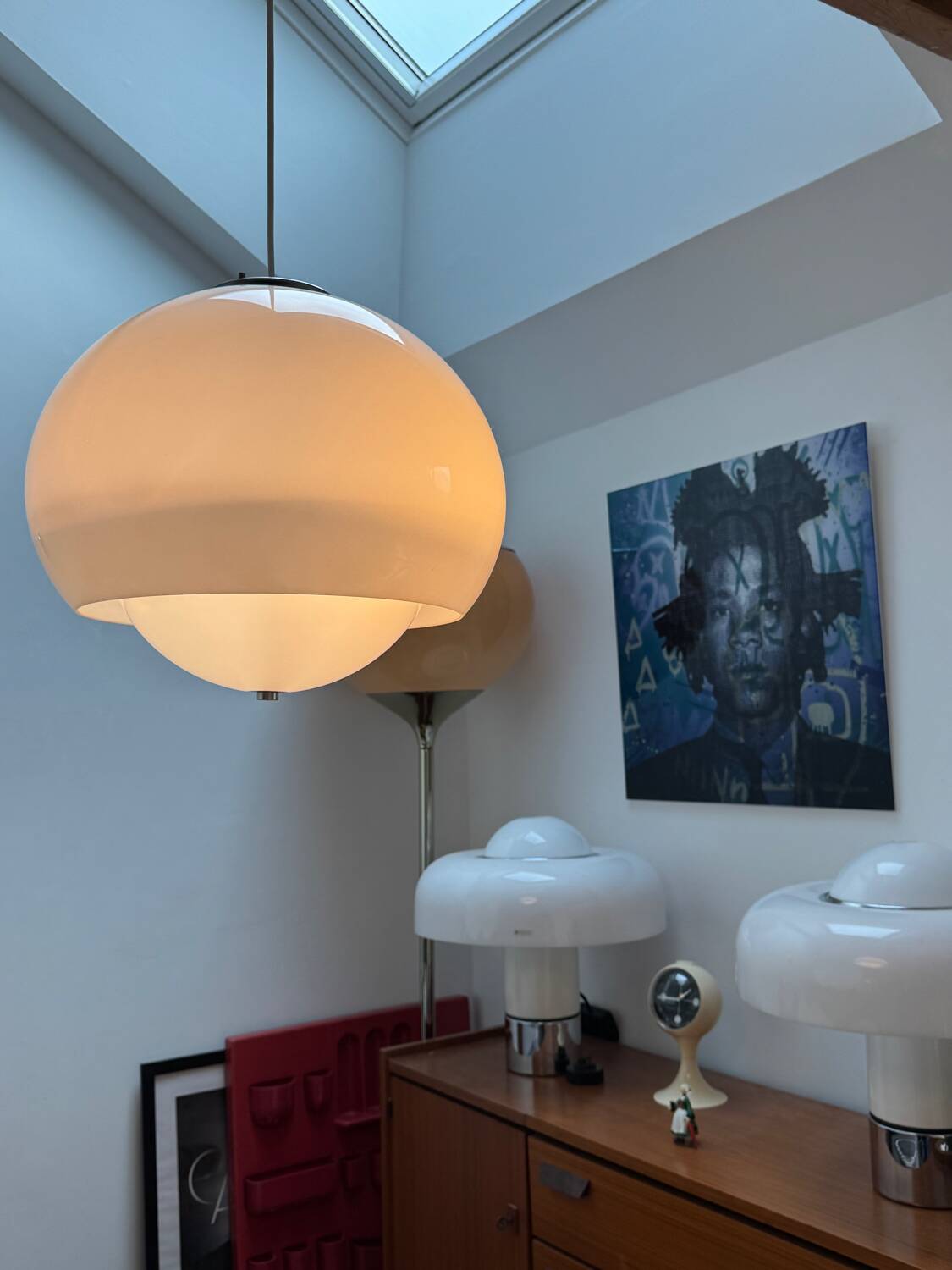 Vintage pendant lamp Harvey Guzzini Burgos: spatial suspension i