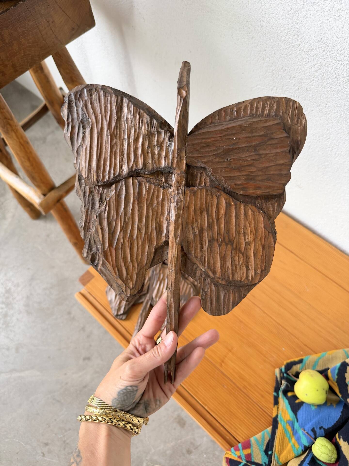 Set of 2 butterfly wall decorations sculptures 1900