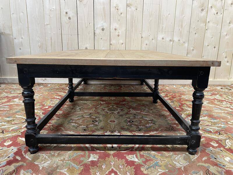 Table basse de style Louis XV chêne et noir