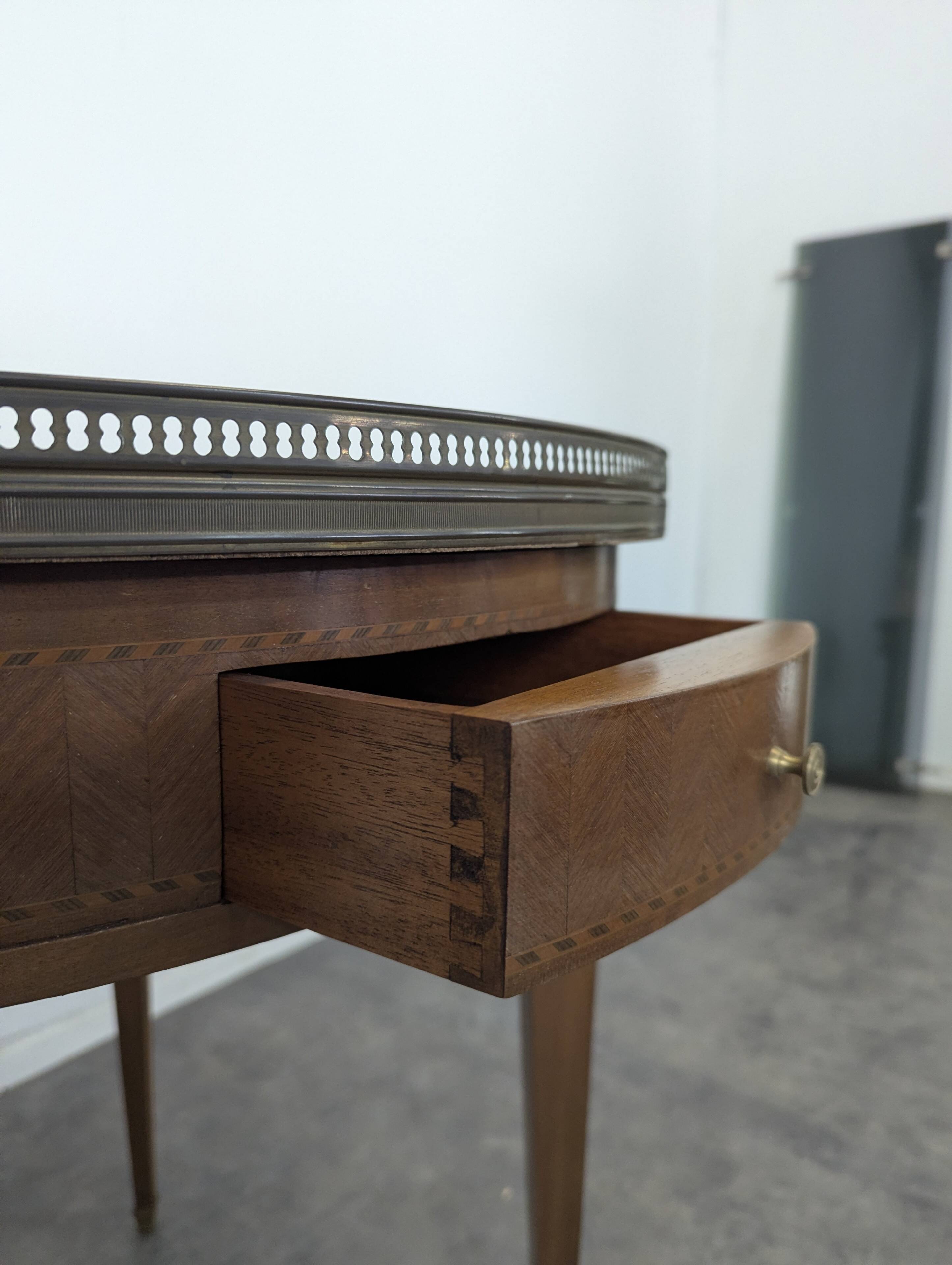 Rosewood and breccia marble bouillotte table