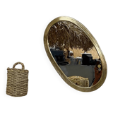 Oval brass mirror