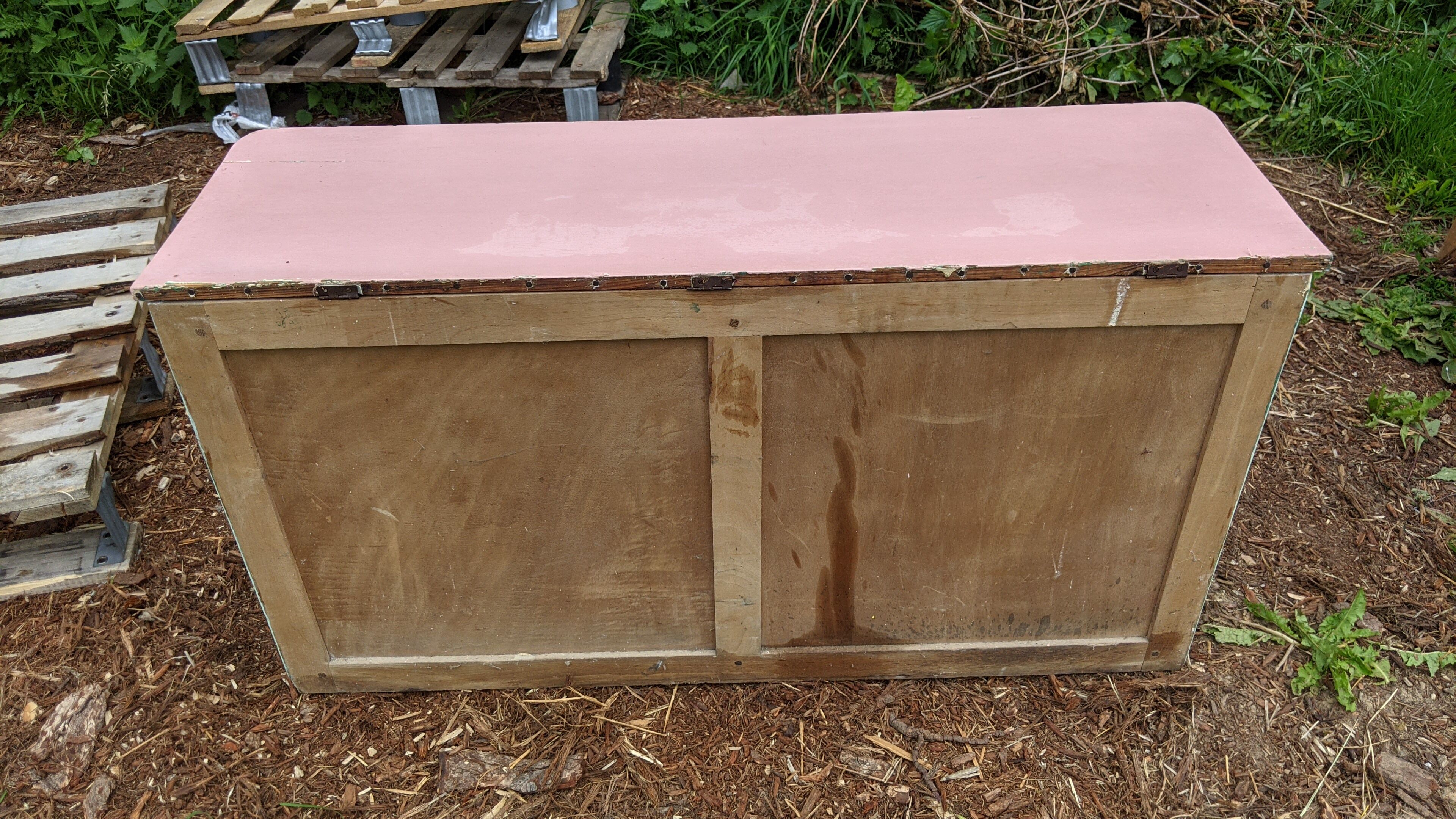 Old mint green extra cabinet for kitchen