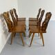Set of 6 Alsatian double heart chairs in solid oak, early 20th century