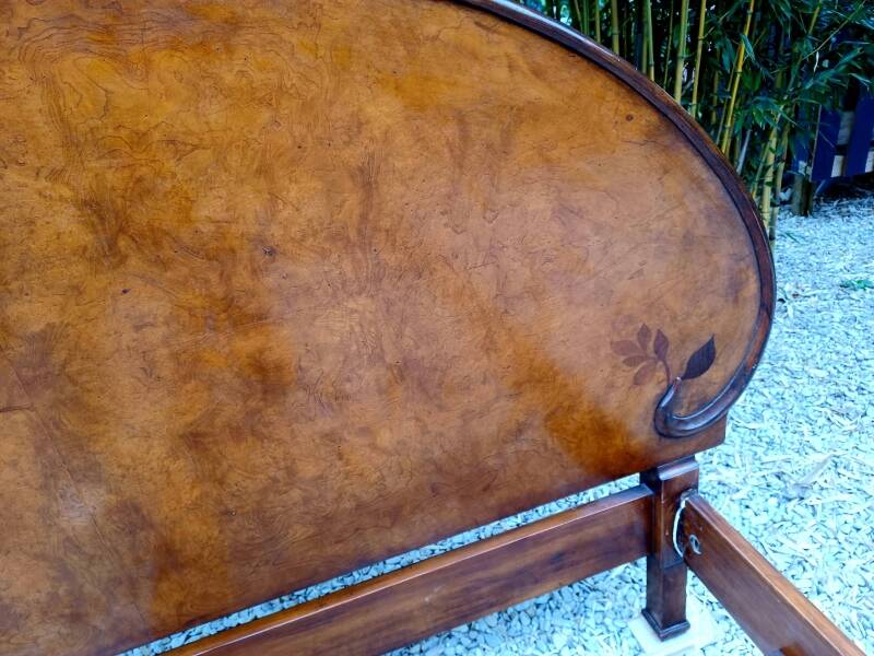 Art Nouveau style bed - rosewood and marquetry