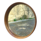 Scandinavian round mirror in teak