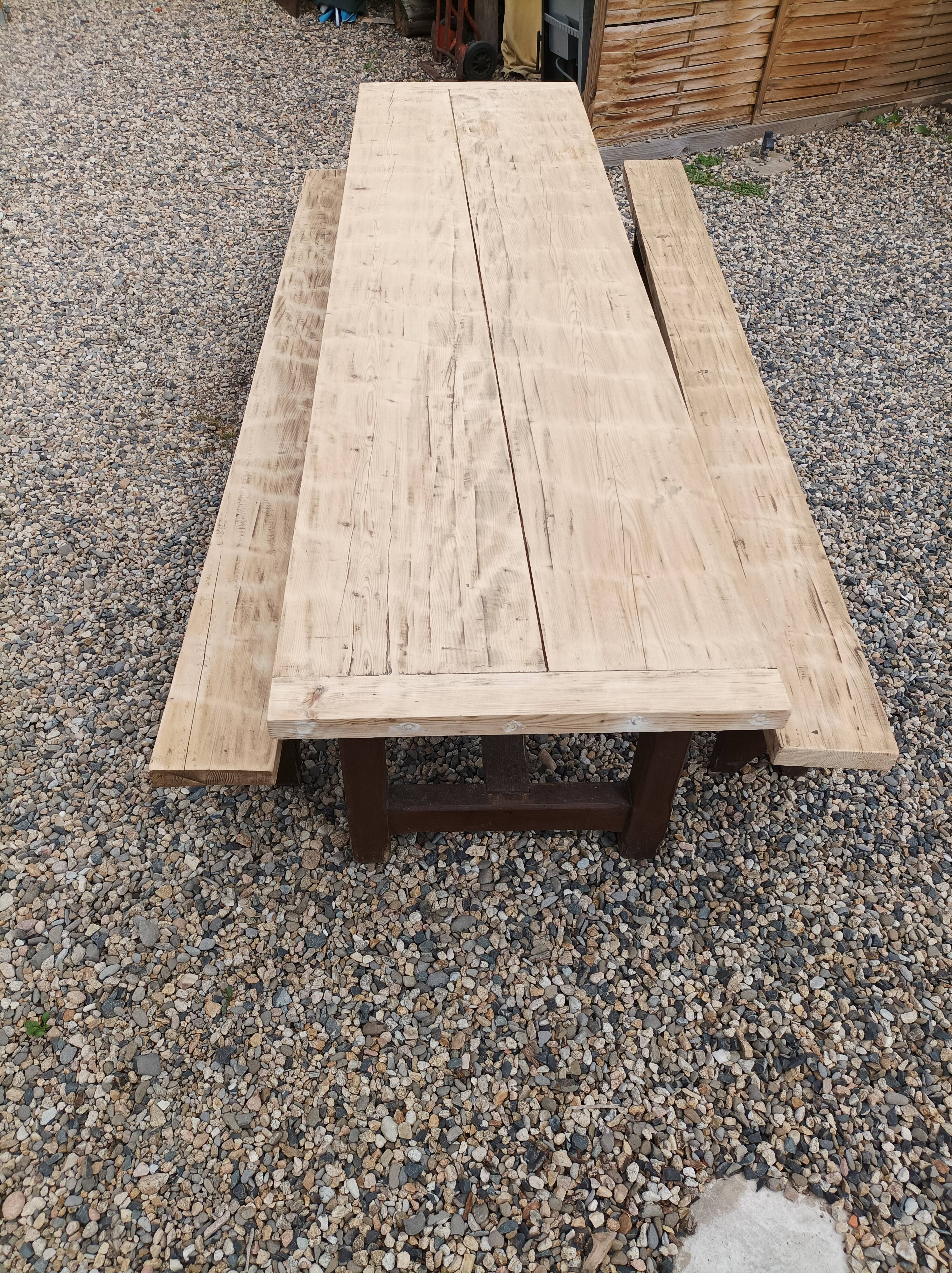 Fir farmhouse table with bench 3m42