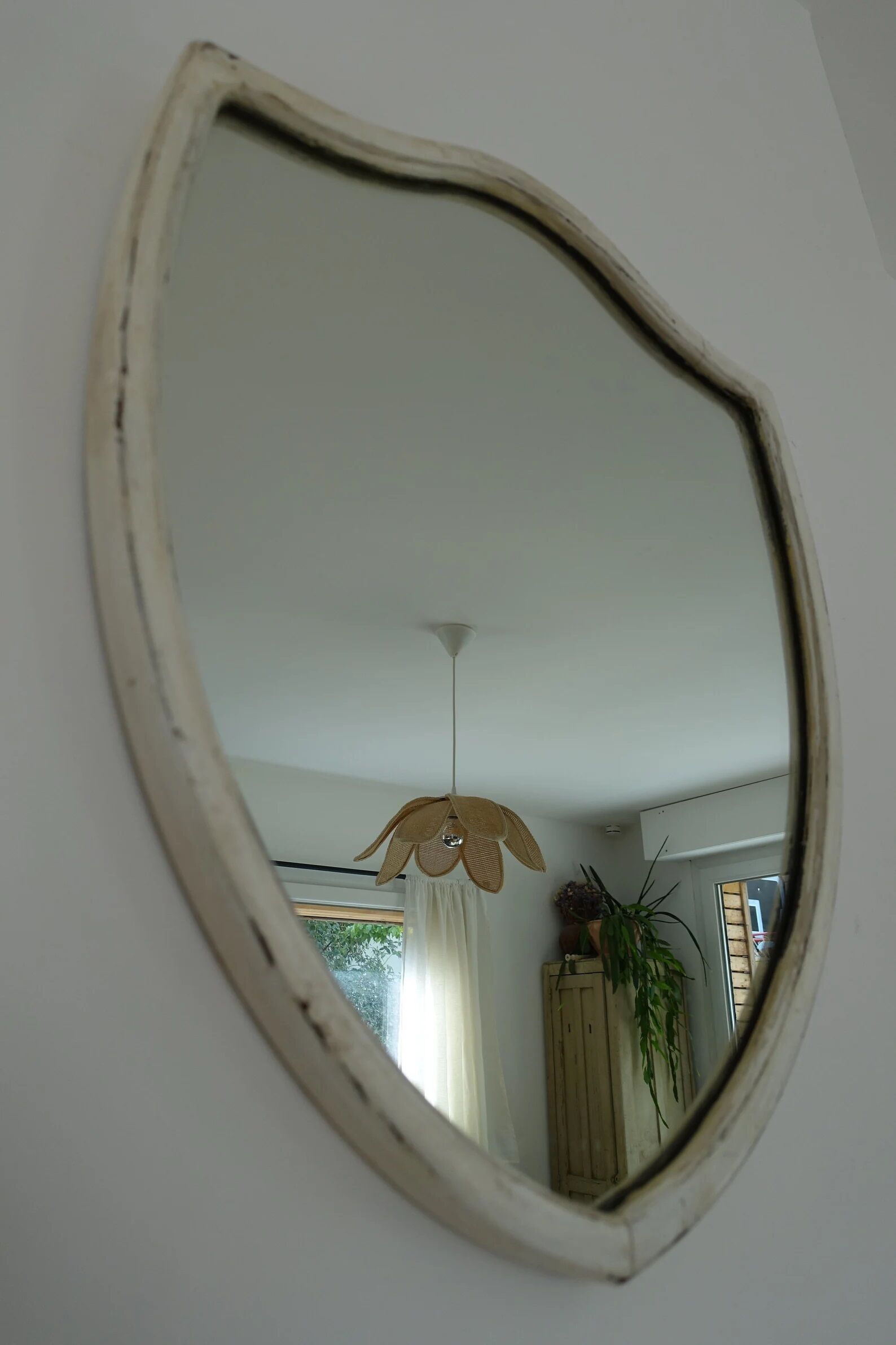 Weathered wooden mirror