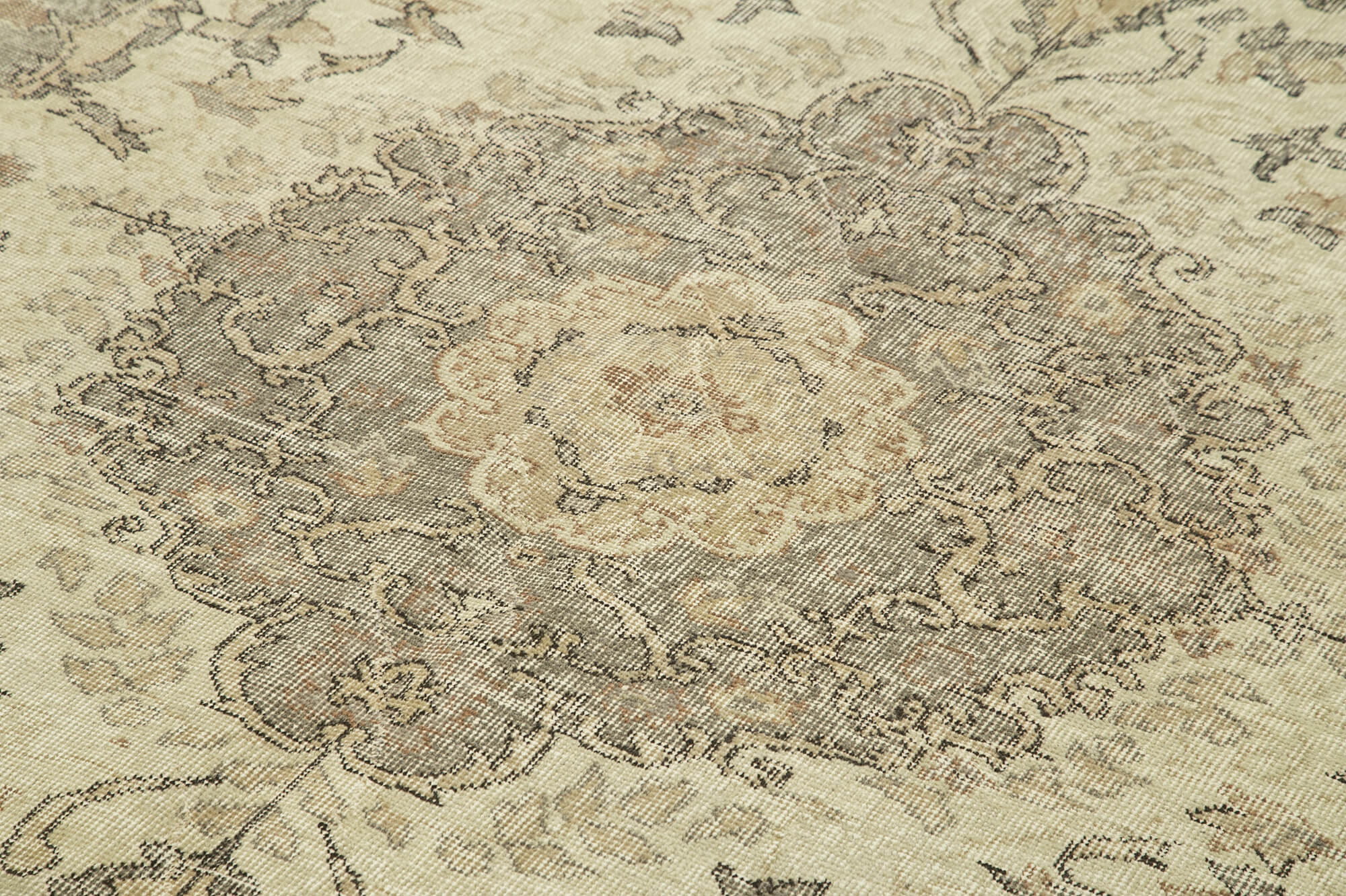 Handmade antique oriental beige rug 187 cm x 300 cm