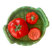 Ensemble vintage en barbotine – salière/poivrière tomates