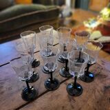 11 Octime Luminarc glasses - Black stem - 1980s